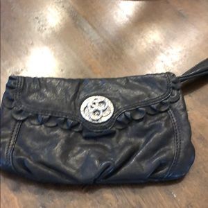 Lucky brand black Italian leather wristlet